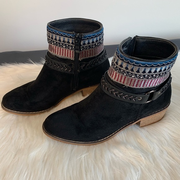 Tiara Los Angeles Women's Black and Blue Ankle Boots - Picture 2 of 5